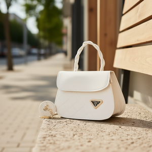 Sac messager blanc pour femme Fana en microfibre et cuir synthétique avec bandoulière chaîne, style minimaliste, usage quotidien - Product Image 2