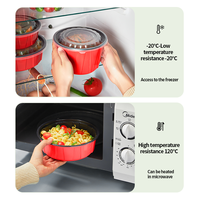 Récipients alimentaires jetables personnalisés en plastique PP étanches au micro-ondes Ramen pour soupe chaude à emporter avec couvercles bol rond de fête