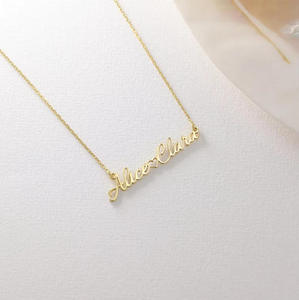 Collier avec nom personnalisé en acier inoxydable plaqué or 18 carats, bijoux personnalisés pour femmes |   Chaîne de pendentif gravée sur mesure, cadeau - Product Image 5
