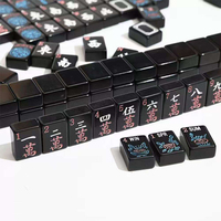Ensemble de Mahjong Américain Noir Moderne de Luxe avec Tuiles en Acrylique Premium, Sac de Transport et Tapis de Table pour les Réunions de Famille et les Fêtes en Plein Air
