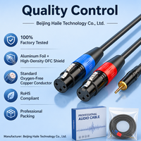 Kabel Pemisah Audio 3.5mm ke Dual XLR Female 1-ke-2, 1M untuk Koneksi Mikrofon PC, Mixer, dan Loudspeaker