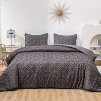 Ensembles de couettes en polyester pour textiles ménagers ensemble de literie avec couette tuftée ensemble de couette de lit lavable 3 pièces