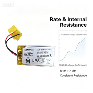 แบตเตอรี่ลิเธียมโพลิเมอร์ 3.7V 200mAh 0.74Wh รุ่น 467130 สำหรับลำโพงบลูทูธแบบพกพา - Product Image 3