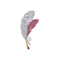 Broche en plumes de perles d'eau douce naturelles haut de gamme TIANSHE, femme, luxe, incrustation de zircon coloré, accessoires de costume haut de gamme, vente en gros