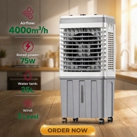Ventilateur de refroidissement d'air industriel portable 3-en-1, humidificateur avec bac à glace, réservoir d'eau, 3 vitesses de vent pour bureau intérieur