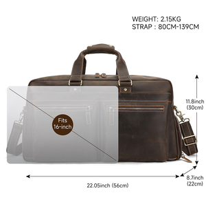 Bolsa de Viaje de Fin de Semana Impermeable de Cuero MARRANT para Hombre con Compartimento para Zapatos, Bolsas de Viaje de Cuero Genuino para Hombre - Product Image 6