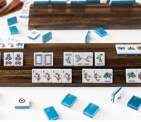 Blaues Amerikanisches Mahjong-Set, Elegante Acryl-Steine, Trendiges Urlaubsgeschenk für Frauen