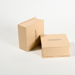 PackSecret Fashionable Custom Black Logo Magnetic Closure <b>Box</b> Beige Brown Paper <b>Book</b> Style for Necklaces Bracelets Jewelry Boxes - Product Image 3