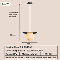 Lampe suspendue simple à LED en albâtre espagnol, style marbre, pour chambre d'hôtel, petite lampe à suspension à tête unique