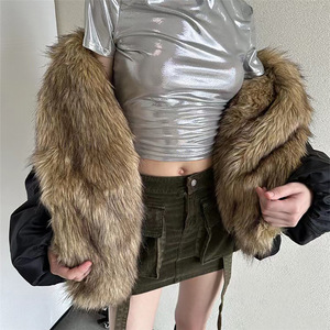 Stile <span class=keywords><strong>moda</strong></span> autunno nuovo colore solido ampio Cardigan con colletto <span class=keywords><strong>in</strong></span> lana di strada manica lunga cappotto di pelliccia abbigliamento donna - Product Image 3