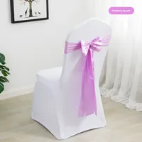 Moderne Simple Banquet De Mariage Maison Noeud Ruban Sans Cravate Chaise Dos Fleur Chaise Élastique Lavable Polyester Chaise Couverture Décoration