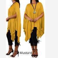 T-shirt drapé ample en jersey pour femme, robe en tricot asymétrique, drapée, décontractée, grandes tailles jusqu'au 20, vente en gros,