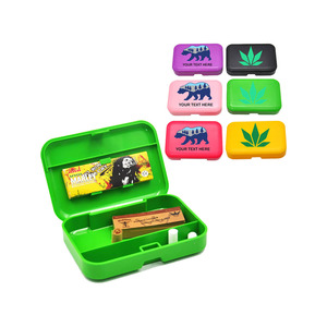 Plastic Tobacco <strong>Box</strong> <strong>Herb</strong> Storage Stash <strong>Box</strong> with Rolling Paper Holder Custom Logo Graphics Design Free Mockup Multiple Colors - Product Image 1