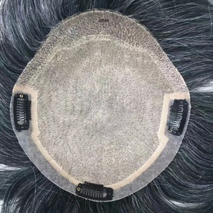 高品质天然黑色假发夹人发顶部雷米角质层对齐预拔自然外观 - Product Image 1