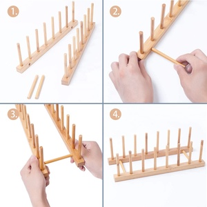 Toptan ucuz ev depolama organizasyonu bambu ahşap bulaşıklık bulaşık tabak bardak kase tutucular kurutma rafları - Product Image 2