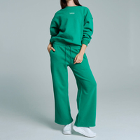Ensemble 2 pièces de sport d'hiver pour femme de haute qualité : sweat à capuche personnalisé à épaules tombantes et pantalon large respirant