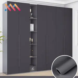 Wallpaper tahan air ramah kulit PVC, perekat warna polos untuk renovasi dekorasi furnitur lemari pakaian