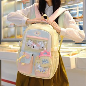Sweet Ins Style Middle <b>School</b> Student Schoolbag High-Looking Macaron Color Matching <b>Backpack</b> Large Capacity Multi-Flap Pocket - Product Image 4
