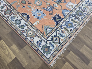 พรมโอชัคทำมือคุณภาพพรีเมียม สีพีช น้ำเงิน พรมลายตะวันออก ขนาดสั่งทำได้ - Product Image 3