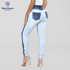 Nueva llegada <span class=keywords><strong>de</strong></span> <span class=keywords><strong>talle</strong></span> <span class=keywords><strong>alto</strong></span> tono colorway combo denim skinny <span class=keywords><strong>jean</strong></span> para las mujeres - Product Image 6