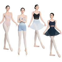Combinaison de danse de ballet pour adultes, coupe ajustée, dos nu, vêtements de danse de gymnastique avec filet d'ammoniaque, vêtements d'entraînement pratiques