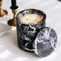 SAIDKOCC Personnaliser en Gros Pot à Bougie en Marbre Onyx Naturel Support Récipient avec Couvercle Décoration Maison Bougie de Luxe Excluant le Verre