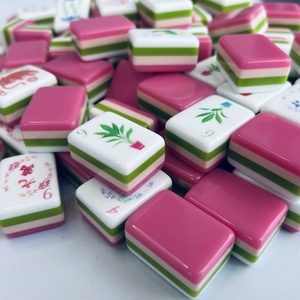 Fichas de Mahjong Americanas Color Rosa, para Uso Doméstico, Set de Regalo, Bolsa de Almacenamiento, Fichas Hechas a Mano, Set de Mahjong de Cristal de Alta Gama - Product Image 2