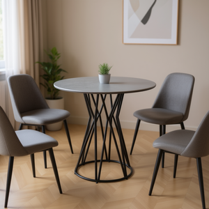 Homeera Round <b>Dining</b> <b>Table</b> 78.2cm Sintered Stone <b>Top</b> Metal Legs Modern Minimalist Design For Home Furniture - Product Image 2