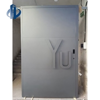 Porte d'entrée pivotante en aluminium moulé style crème, trapèze inversé, grain de bois 5D, assemblage 3/7, Puertas De Entrada Exteriores