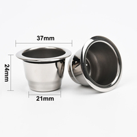 2 Pièces Capsules de Café Espresso Rechargeables en Acier Inoxydable, Dosettes Réutilisables avec 100 Couvercles en Papier Adaptées aux Machines à Café Espresso