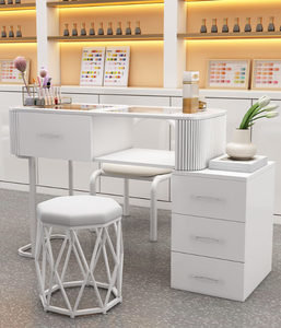 <span class=keywords><strong>Table</strong></span> de manucure de luxe simple et légère en verre blanc japonais <span class=keywords><strong>table</strong></span> à ongles <span class=keywords><strong>pliante</strong></span> de rangement - Product Image 6