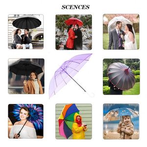 Nouveau produit – Parapluie transparent portable personnalisé avec poignée en J droite, poignée à crochet, coloré, transparent, avec logo – Vente en gros - Product Image 4