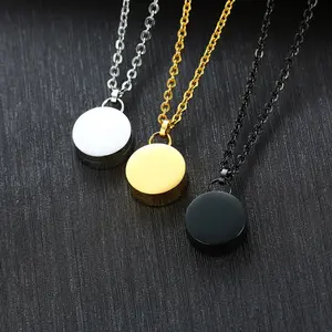 Round stainless steel openable round pendant Pet ashes pendant