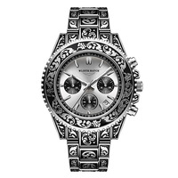 Montre à quartz de luxe pour homme - 43 mm, acier inoxydable, analogique, résistante à l'eau, avec aiguilles lumineuses