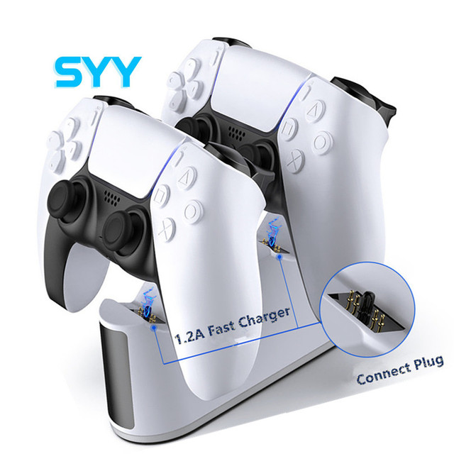 SYY Light Fast 3A RGB Multi Color Charger Station Stand Dock for PS5 Slim Pro Controller Charging Accessories