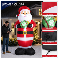 Figurine de Père Noël gonflable personnalisée, avec boules de Noël éclairées par LED, adaptée aux décorations de Noël en plein air dans le jardin.