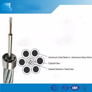 Câble OPGW à <span class=keywords><strong>fibre</strong></span> <span class=keywords><strong>optique</strong></span> 48 cœurs avec tube central en acier inoxydable, conducteur AS AL AA pour mise à la terre aérienne - Product Image 6