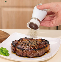 Ensemble salière et poivrière en acier inoxydable de 120 ml avec bases en verre et pots à assaisonnement pour sel et glutamate monosodique - Pots à assaisonnement de cuisine