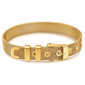 Pulsera de malla de moda de 10 mm, de acero dorado, accesorio de regalo de joyería para mujer - Product Image 5