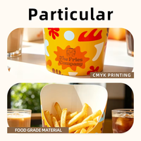 Boîte plate personnalisée en papier couché écologique, conteneur de marque pour frites et snacks à emporter