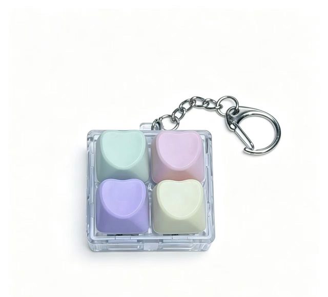 Hot Sale 4 Keys Macaron Square Switch Tester Portable Mechanical Keyboard Fidget Button Keychain Stress Relief Toy