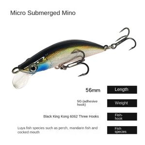 5.6 सेमी/5 ग्राम रिमोट हॉर्स ब्रांड डूब गया मिनो शॉर्ट जीभ लीड ब्लॉक के लिए तीन हुक के साथ एक छोटे जीभ लीड ब्लॉक - Product Image 4