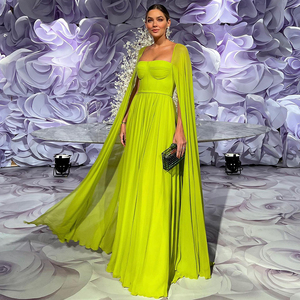 slim fit dress slacks Unique Ginger Yellow Triangle Neck Sexy High Side-Cut Long Evening Dress main image 0