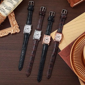 <b>Watch</b> for Women Vintage Square Dial Roman Scale Leather Strap Alloy Quartz Student Wristwatch - Product Image 3