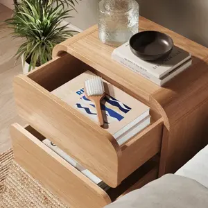 Hiện đại nighstand Bàn Cạnh Giường ngủ bằng gỗ với 2 ngăn kéo lớn để lưu trữ phòng khách cuối bảng 2 ngăn kéo phòng ngủ bên bảng - Product Image 3