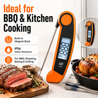 Termometer Daging Digital Lipat dengan Layar Bercahaya Putar dan Probe Suhu Makanan untuk BBQ dan Memanggang