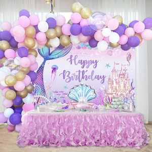 Tapiz Sensfun de la Sirenita, Fondo de Cumpleaños, Decoraciones para Fiesta Marina, Castillo Submarino, Accesorios para Globos de Cumpleaños para Niña - Product Image 4