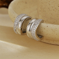 VEWANT Boucles d'oreilles créoles en argent sterling 925 à double couche en forme de vague, plaquées or 18 carats, plaquées rhodium, serties de zircone cubique, bijoux fins