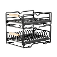 Rak Piring Dapur Stainless Steel 201 Model Laci Kabinet, Organizer Geser, Pengering, Gaya Minimalis untuk Mangkuk dan Piring