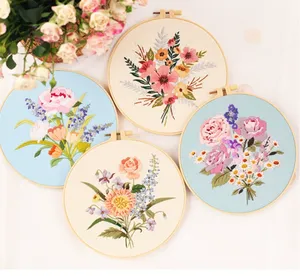 INTODIY Flor Padrão Bordado Cruz Agulha <span class=keywords><strong>Set</strong></span> Adequado Para Iniciantes Adulto Bordado <span class=keywords><strong>Set</strong></span> Inclui Material Pack - Product Image 2